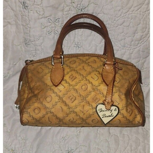 Dooney and Bourke Small Dome Canvas and Leather Signature Ivory Lara Handbag - Picture 2 of 10